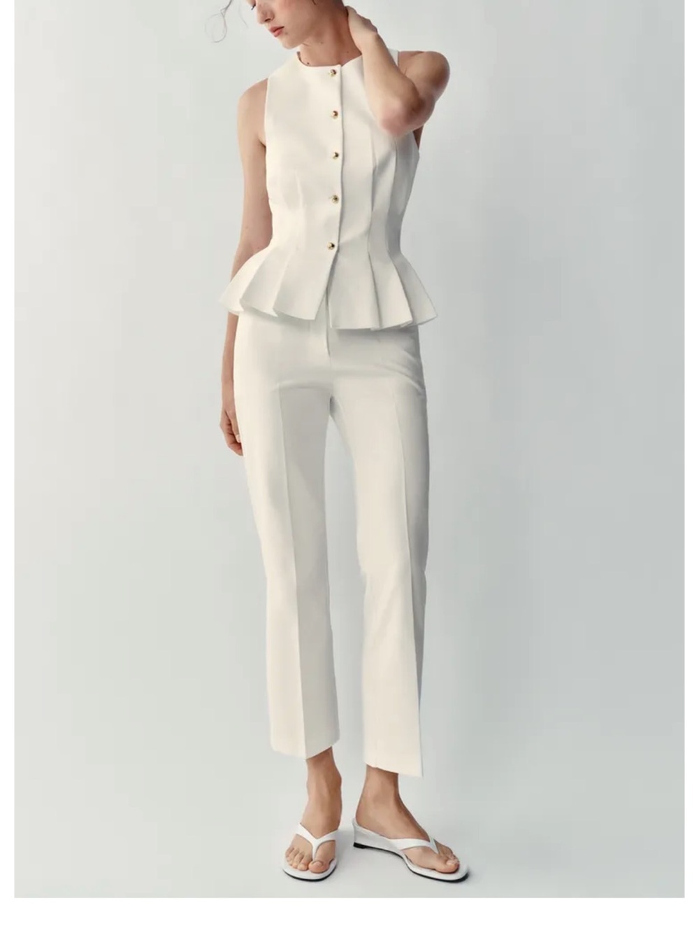 Zara white darted waistcoat